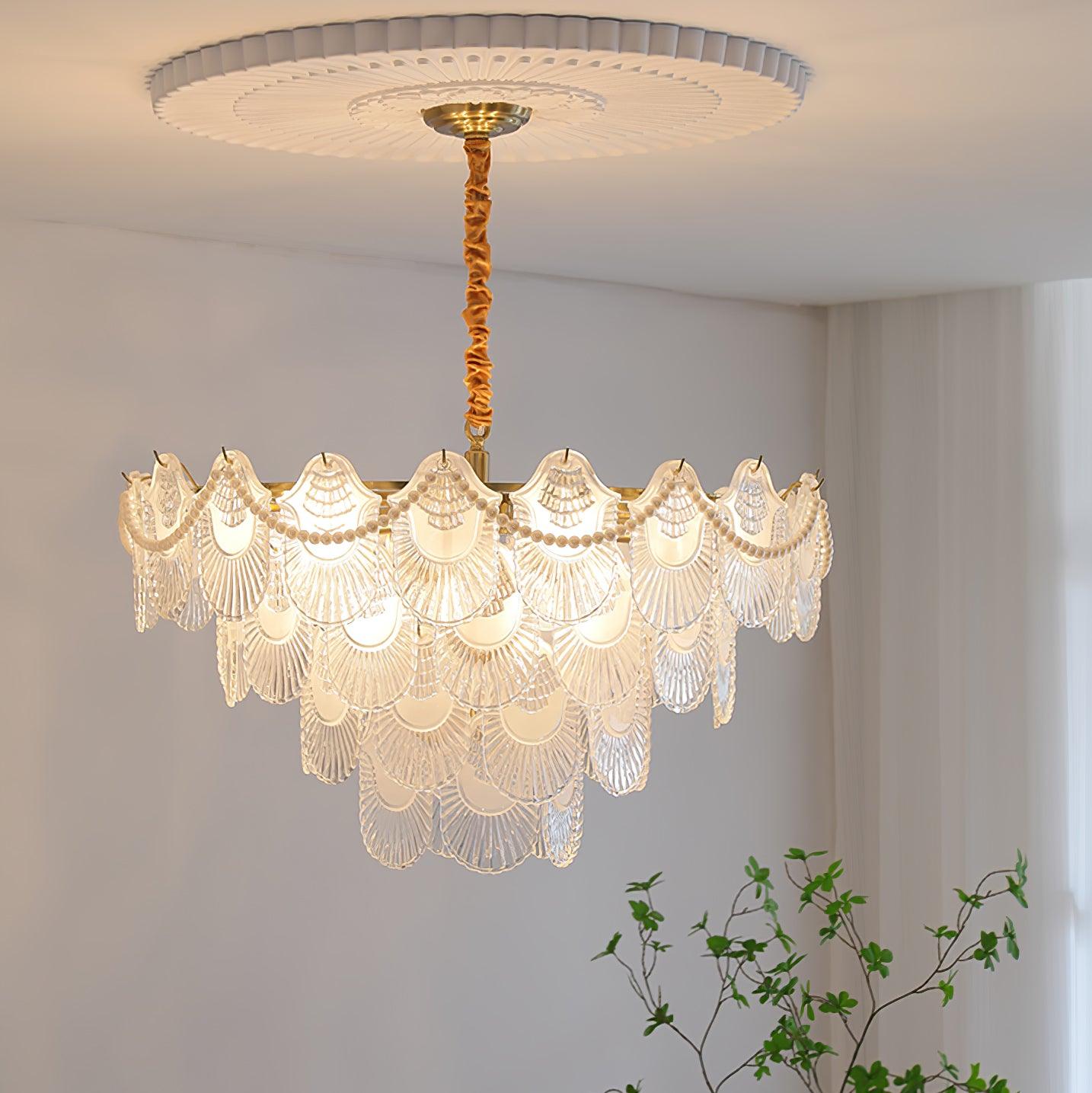 Pearl Glass Shell Chandelier