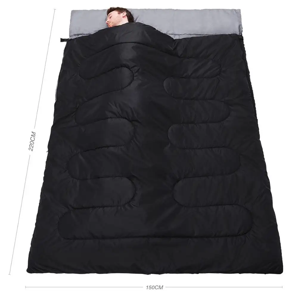 Woqi Wholesale 2 Person Portable Camping Hiking Double Sleeping Bag and Backpacking Envelope Winter Sleeping Bag