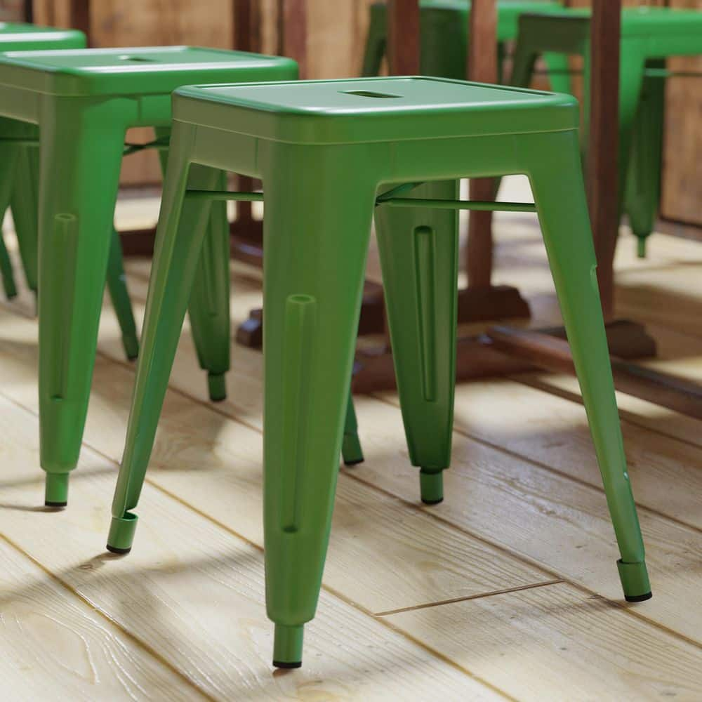 Carnegy Avenue 18 in. Green Backless Metal Bar Stool with Metal Seat Set of 4 CGA-ET-509914-GR-HD