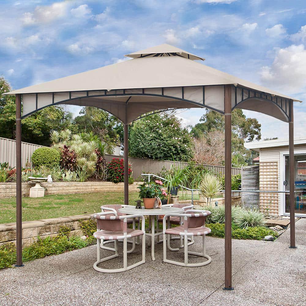 LAUREL CANYON 10 ft x 10 ft Beige Soft Top MetalSteel Outdoor Patio Gazebo