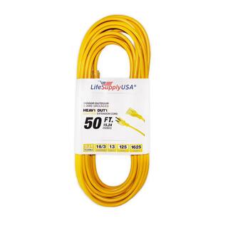 LifeSupplyUSA 163 50 ft. SJT 13 Amp 125-Volt 1625-Watt Lighted End IndoorOutdoor Heavy-Duty Extension Cord (20-Pack) 2016350FT