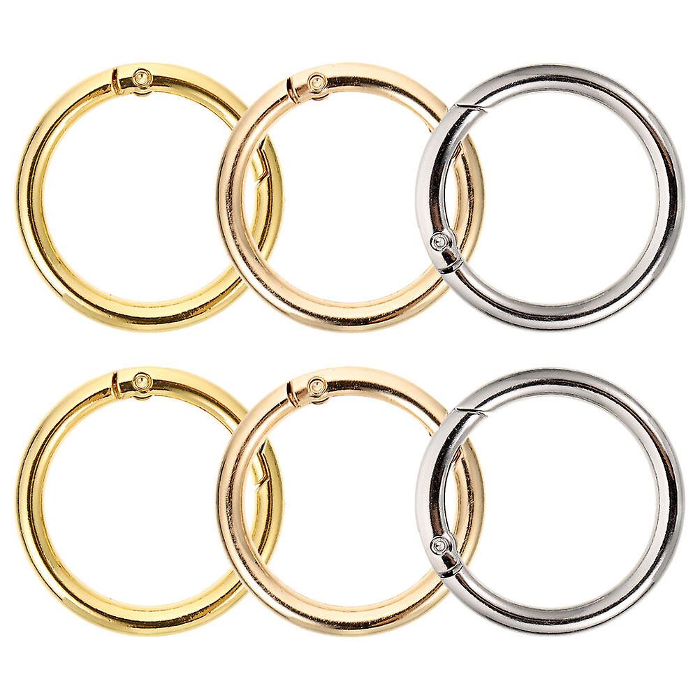 6pcs Metal Spring O Rings Diy Keychain Rings Round Key Rings Spring Key Ring Buckle