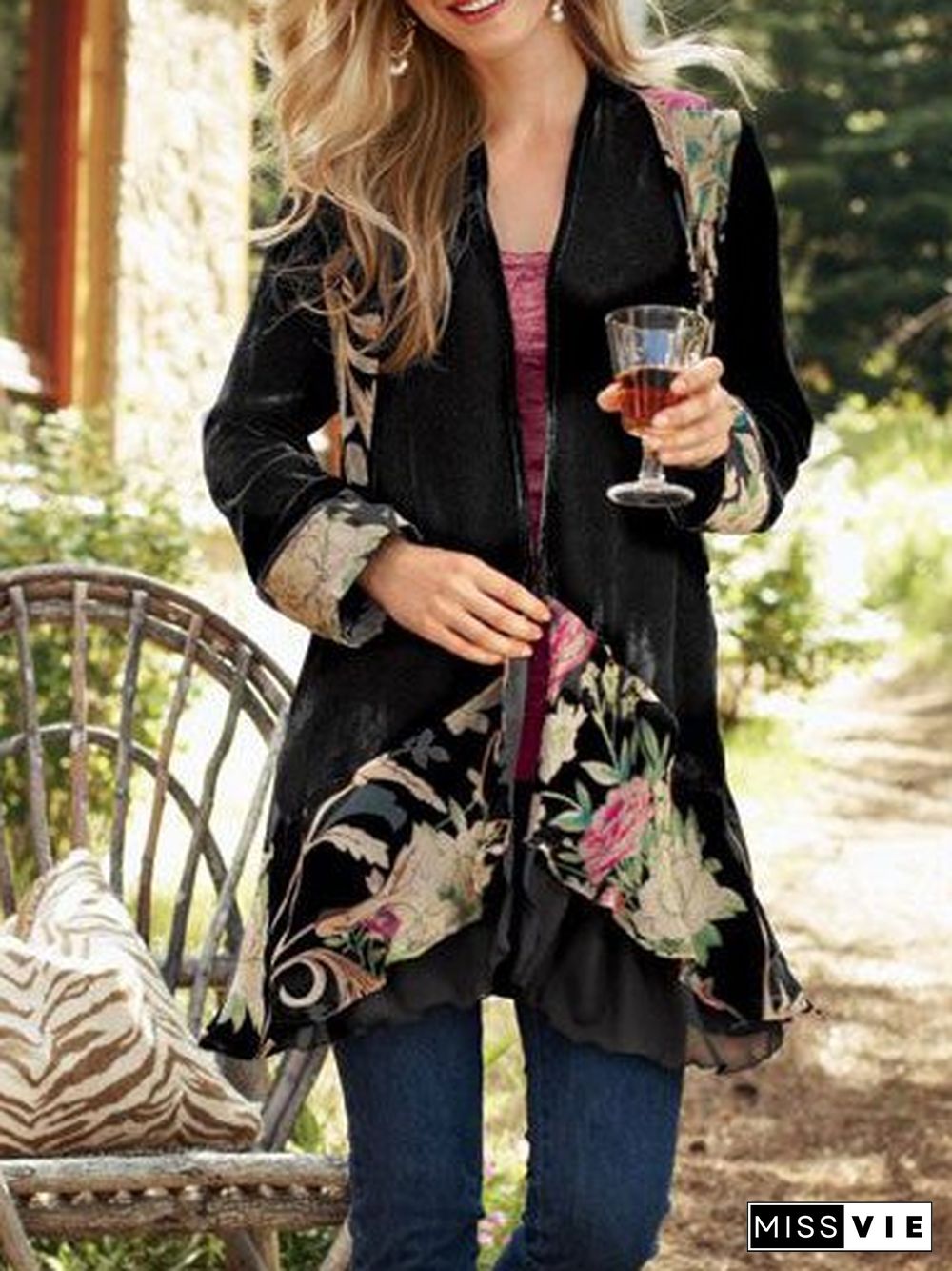 Black Cotton Long Sleeve Casual Jacket