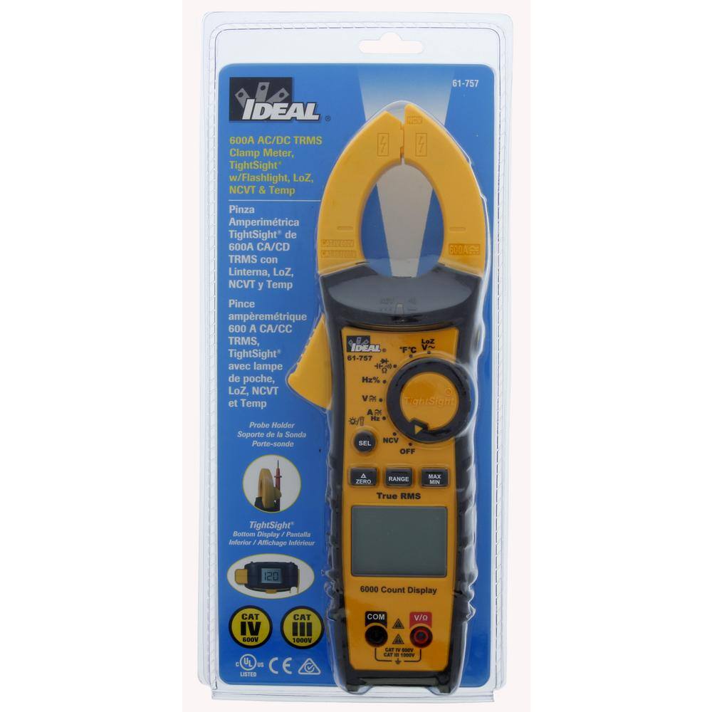 IDEAL TightSight 600 Amp ACDC TRMS Clamp Meter 61-757