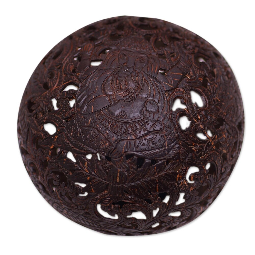 Novica Handmade Dragon And Ganesha Coconut Shell Sculpture