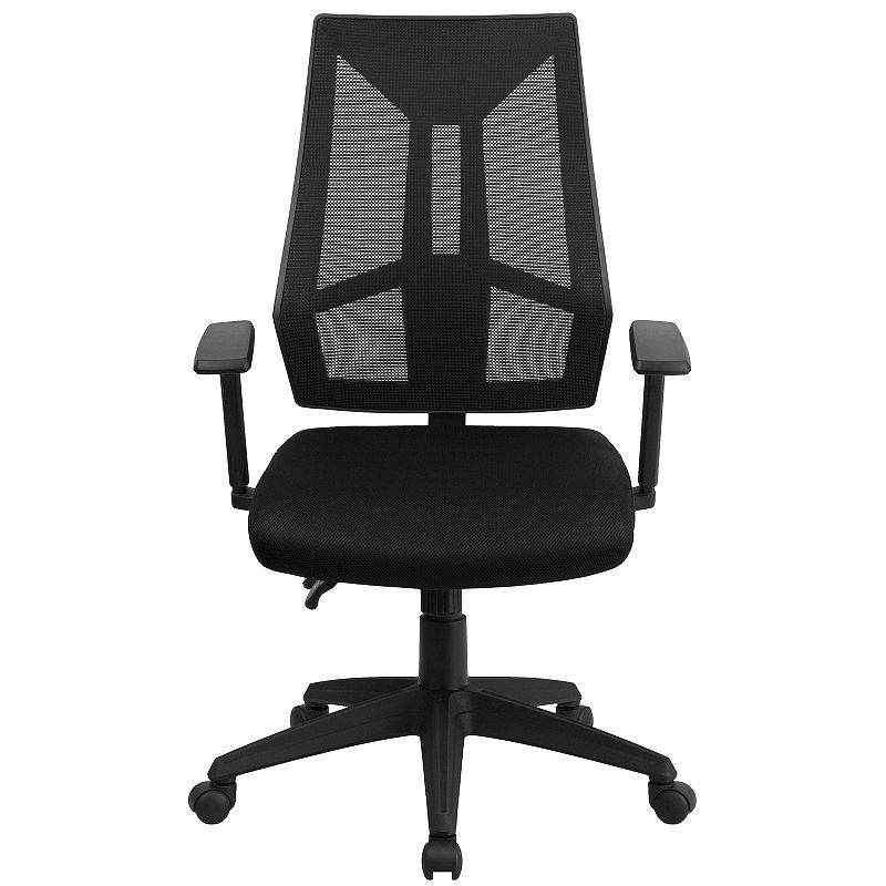 Emma and Oliver High Back Black Mesh Multifunction Ergonomic Task Office Chair with Arms