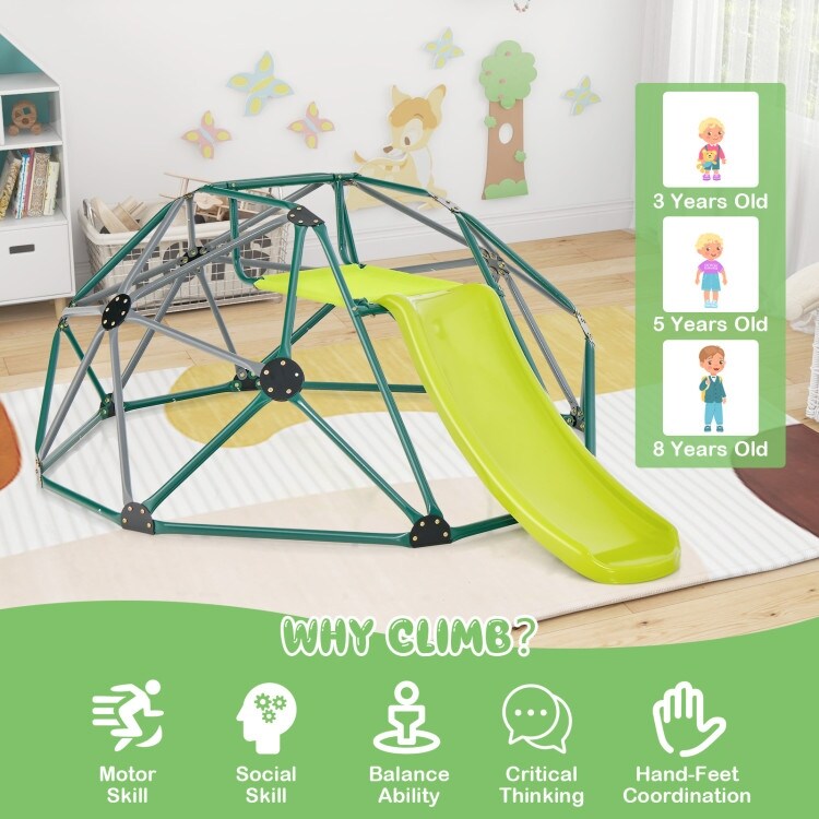 Kids Climbing Dome with Slide and Fabric Cushion for Garden Yard   96\