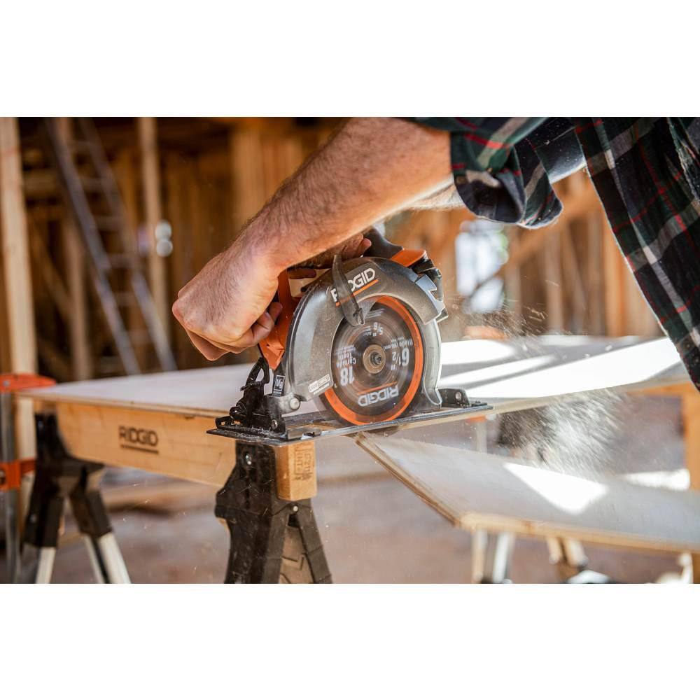 RIDGID 18V Subcompact Brushless 6-12 in. Circular Saw Kit with 4.0 Ah Battery and Charger R8656K