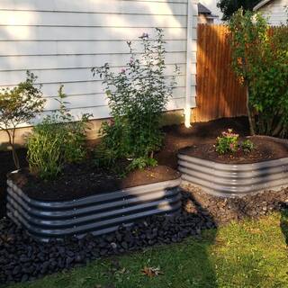 vego garden 17 in. 6-In-1 Modular Modern Gray Metal Raised Garden Bed Kit VB6N117MG