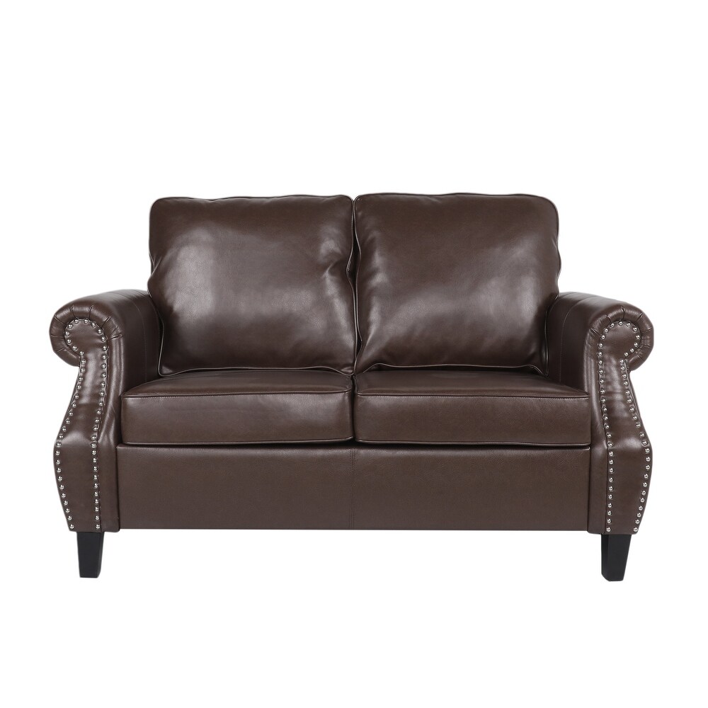 Lawton Faux Leather Loveseat with Nailhead Trim by Christopher Knight Home