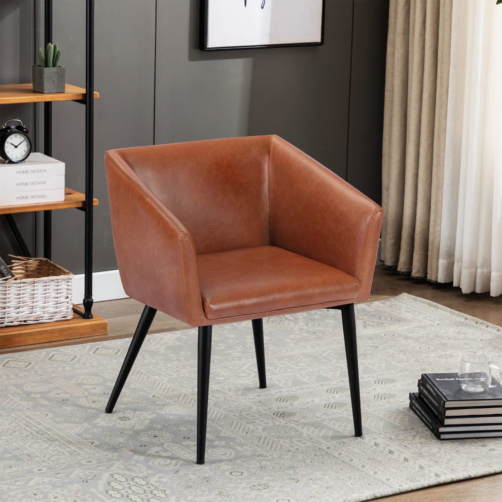 1 x Modern Faux Leather Barrel Chair   Midcentury   Dining Chairs   by Duhome inc  Houzz