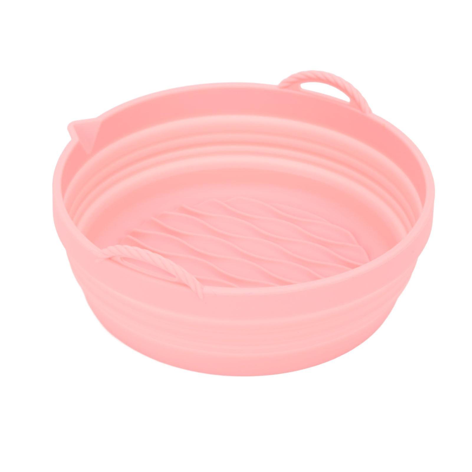 Silicone Air Cooker Pot Round Foldable Fryer Liner Tray Replacement for Kitchen Cooking Accessories Pink