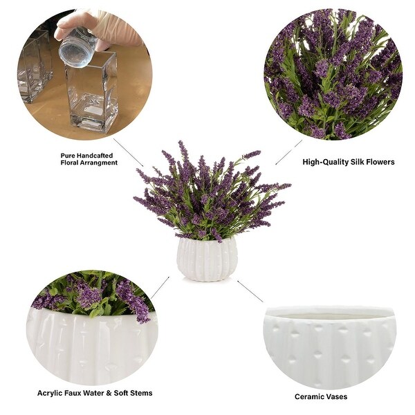 Artificial Lavender Flower in Ceramic Pot for Home Office Wedding Party Decoration