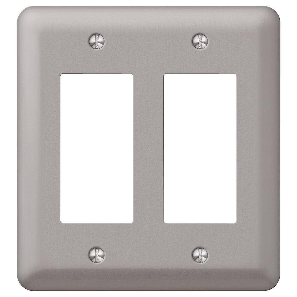 Hampton Bay Declan 2 Gang Rocker Steel Wall Plate - Pewter 2RRPWHB