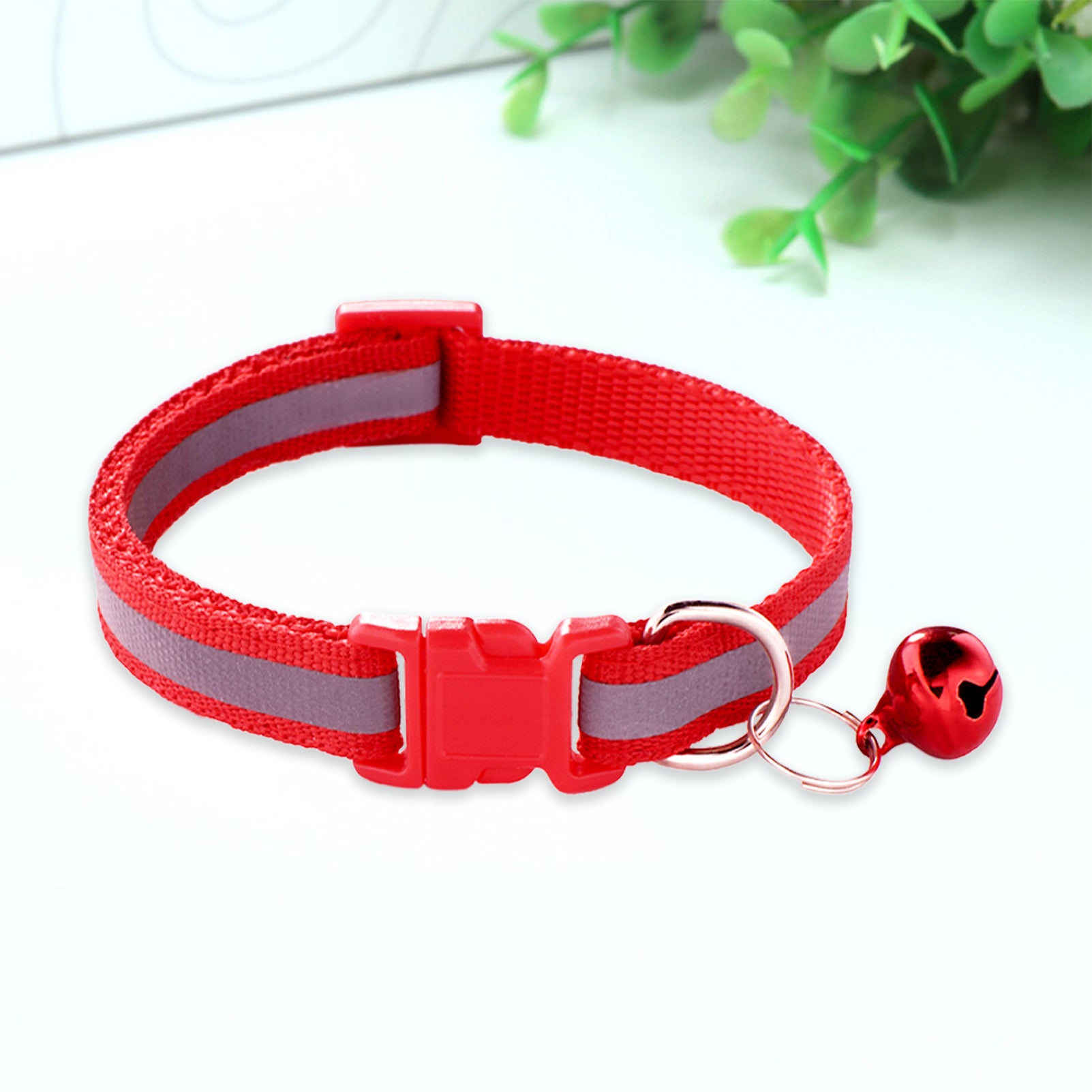 CHBORLESS 3 Pcs Nylon Cat Collar with Bell Adjustable Puppy Kitten Collar，Red