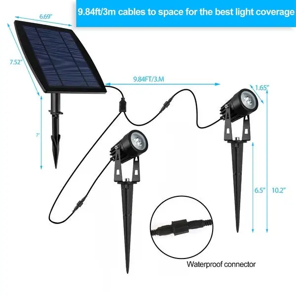 Twin Solar Spotlight Outdoor Light Sensor Lamps Waterproof