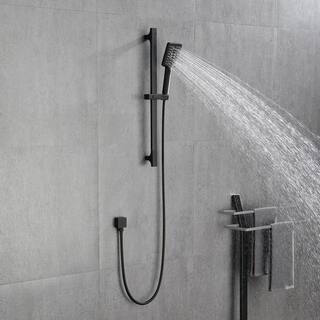 WELLFOR 3-Spray Multi-Function Wall Bar Shower Kit with Hand Shower in Matte Black WA3008MB