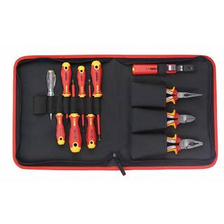 Felo Ergonic 11-Piece VDE Insulated Professional Tools Set - Pliers Screwdrivers Cable Stripper and Voltage Tester 413 911 04