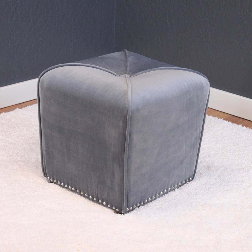 Aalten Velvet Ottoman   Transitional   Footstools And Ottomans   by Monsoon Pacific  Houzz