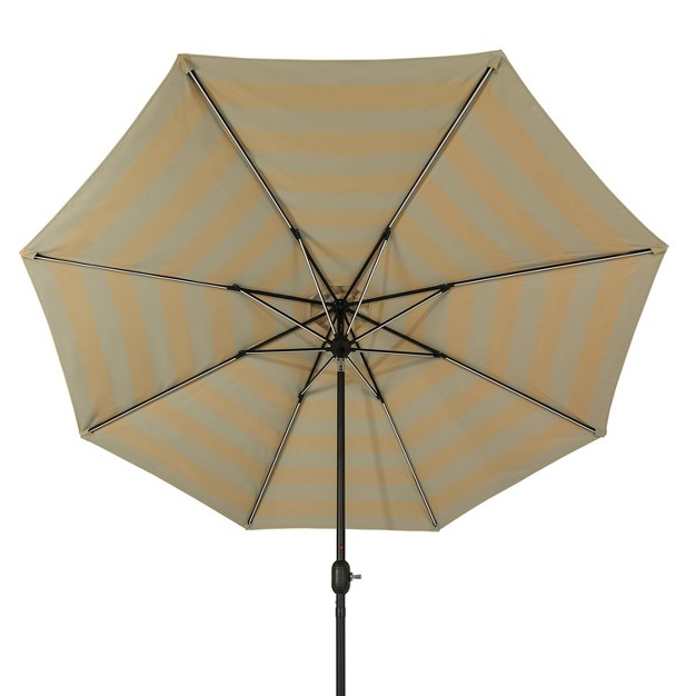 11 x27 X 11 x27 Calypso Ii Market Patio Umbrella With Solar Led Strip Lights Champagne taupe Island Umbrella