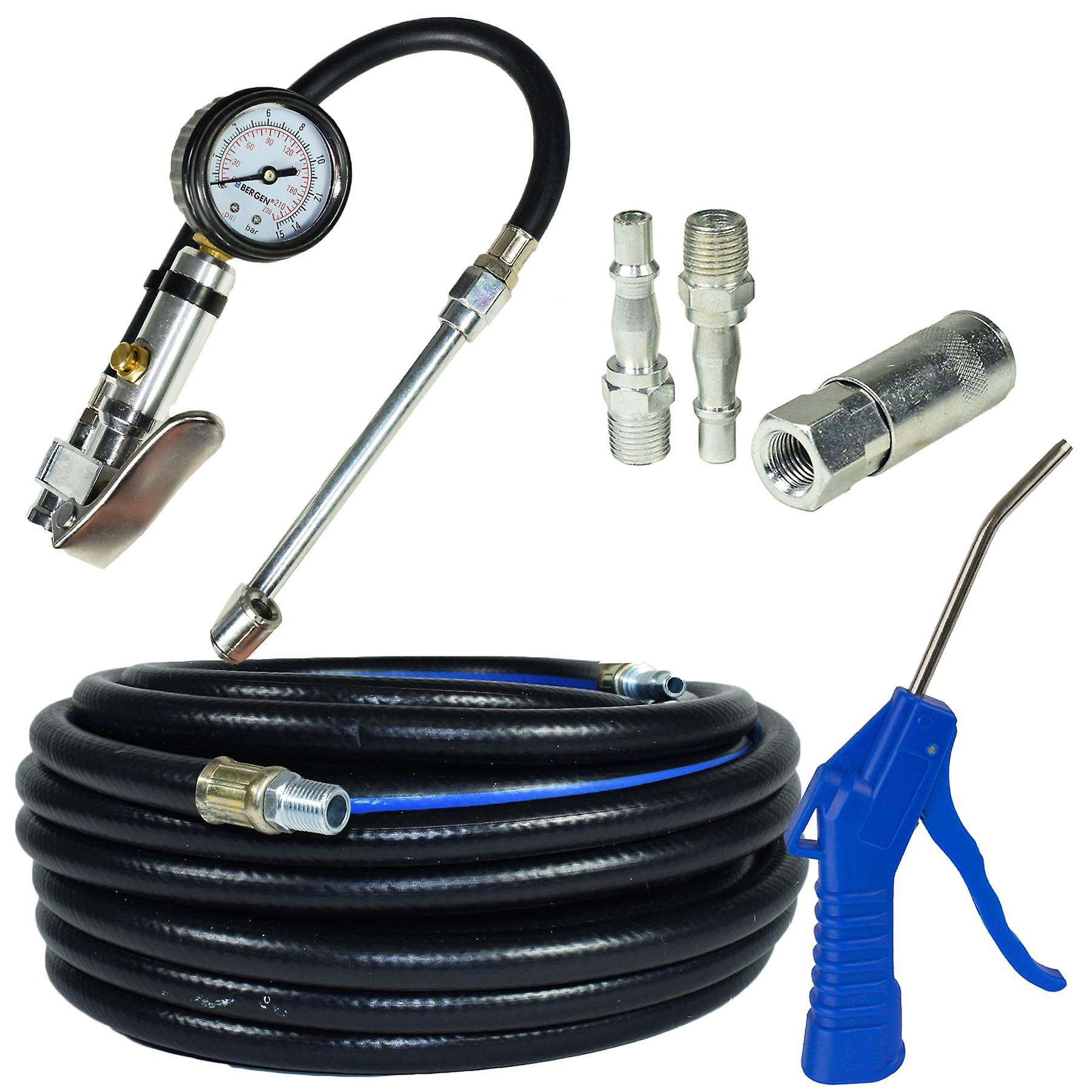 15m Air line / hose with Tyre Wheel Inflator， Blow Gun And Air Fittings