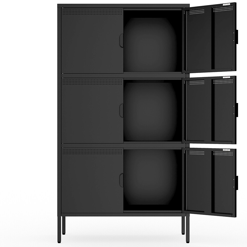 Metal Accent Storage Cabinet with 6 Doors and Adjustable Shelves