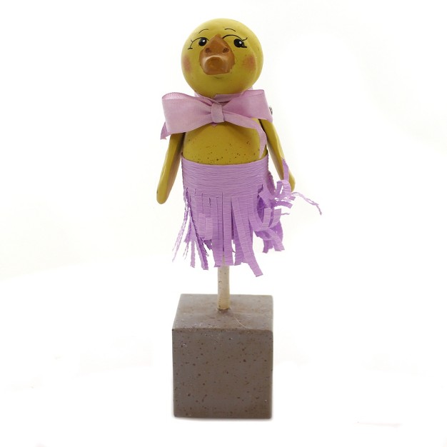 Easter Lavender Chick 1 Figurine 7 50 Inches Spring Yellow Crepe Paper Skirt 72073 Polyresin Yellow