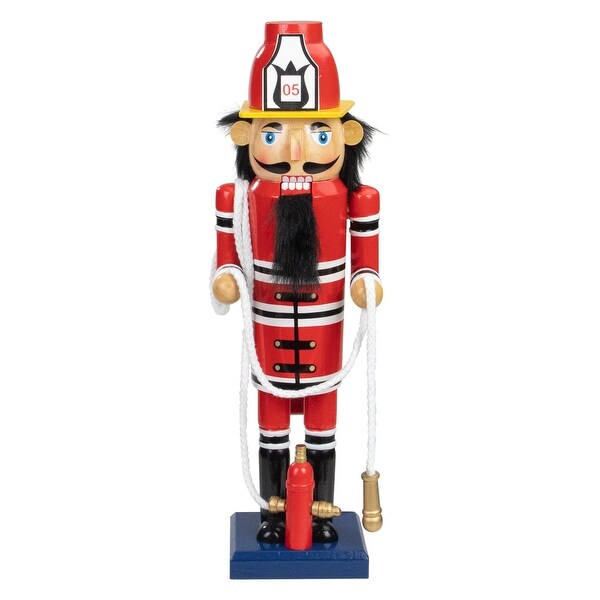 14 Red Wooden Fireman with Hose Christmas Nutcracker