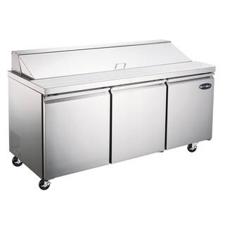 SABA 70.25 in. W 15.5 cu. ft. Commercial Food Prep Table Refrigerator Cooler in Stainless Steel SPS-72-18