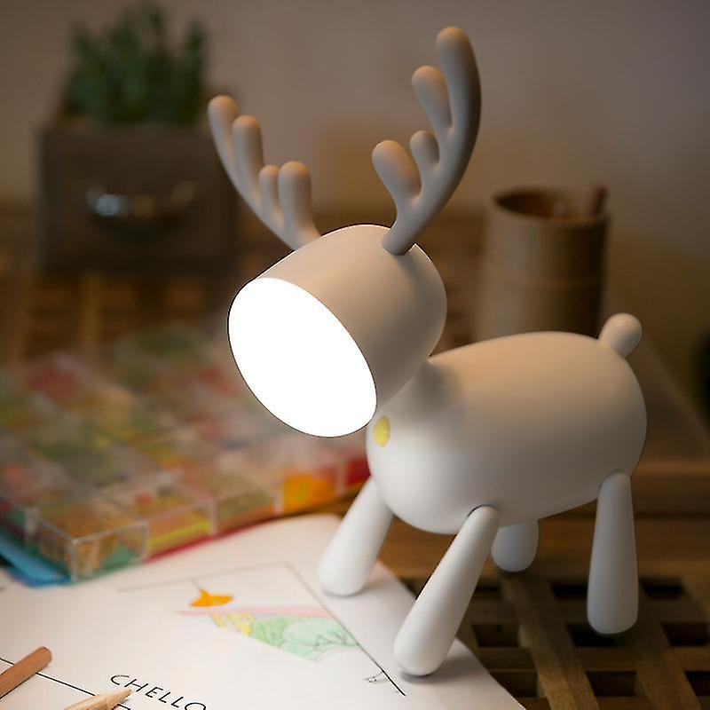 Usb Rechargeable Reindeer Desk Lamp， 2 Light Modes， 30 Minute Timer (white)