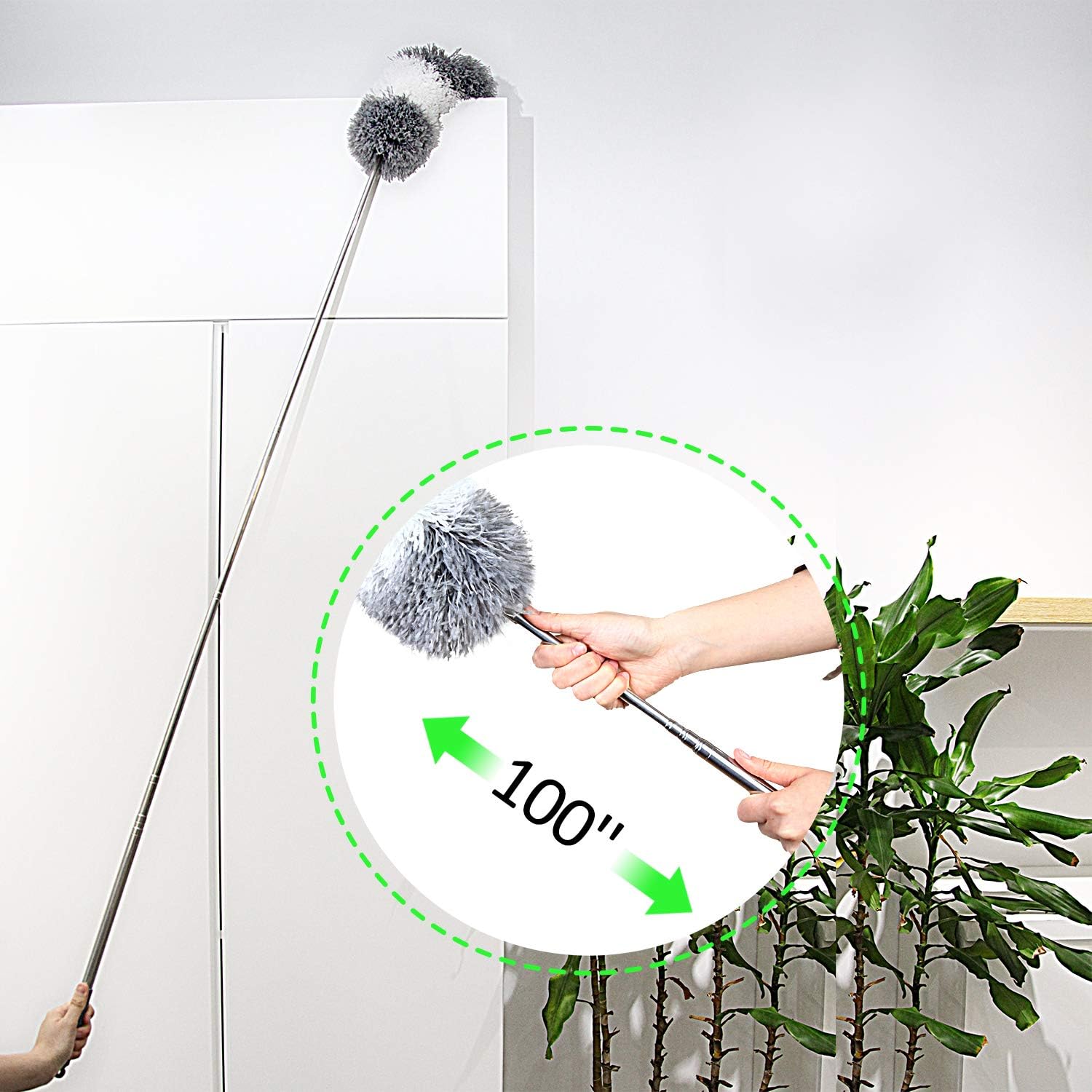 BOOMJOY Microfiber Feather Duster with Extendable Pole, 100