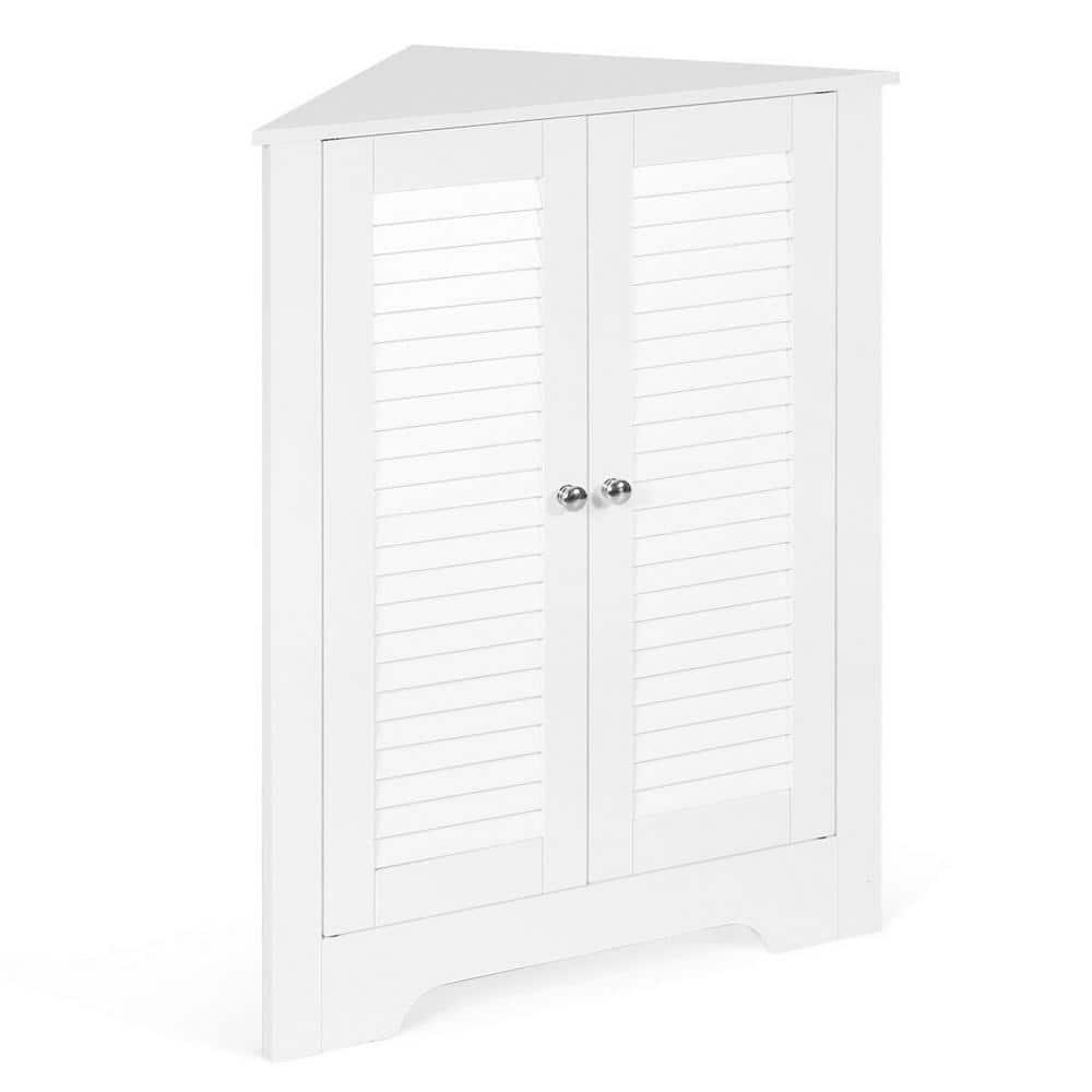 CASAINC 25 in W Adjustable Corner Storage Wall Cabinet with Shutter Doors in White