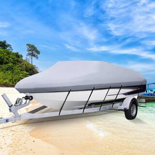 VEVOR 20 ft. to 22 ft. Trailerable Boat Cover V-Hull Boat Cover Waterproof 600D Oxford Fabric for Heavy-Duty storage mooring Y20-22106600D3EBXV0