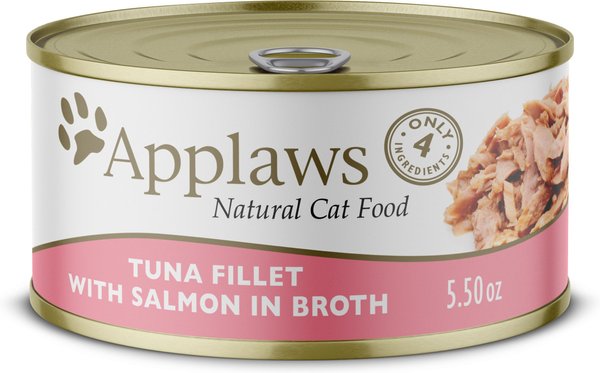 Applaws Limited Ingredient Tuna and Salmon in Broth Canned Wet Cat Food， 25.5-oz can， case of 24