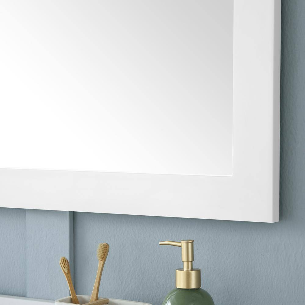 Home Decorators Collection Grace 46.00 in. W x 30.00 in. H Framed Rectangular Bathroom Vanity Mirror in White Grace MR-W