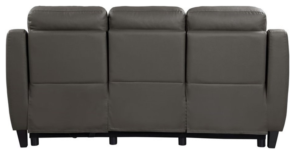 Bowery Hill 19.5 quotModern Leather Power Double Reclining Sofa in Grayish Brown   Contemporary   Sofas   by Homesquare  Houzz