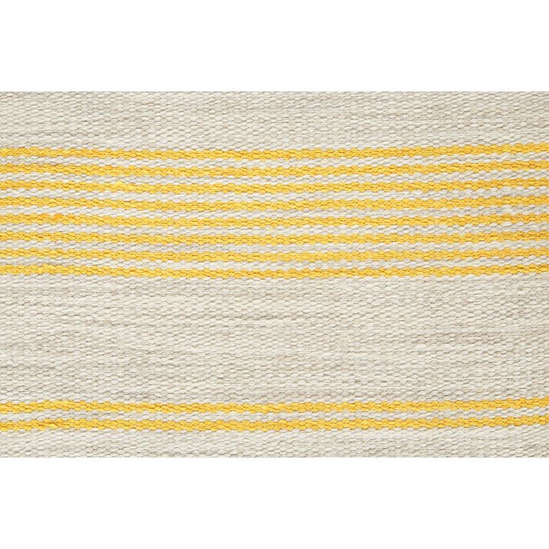 2' x 3' Yellow and Ivory Handwoven Striped Rectangular Outdoor Area Throw Rug