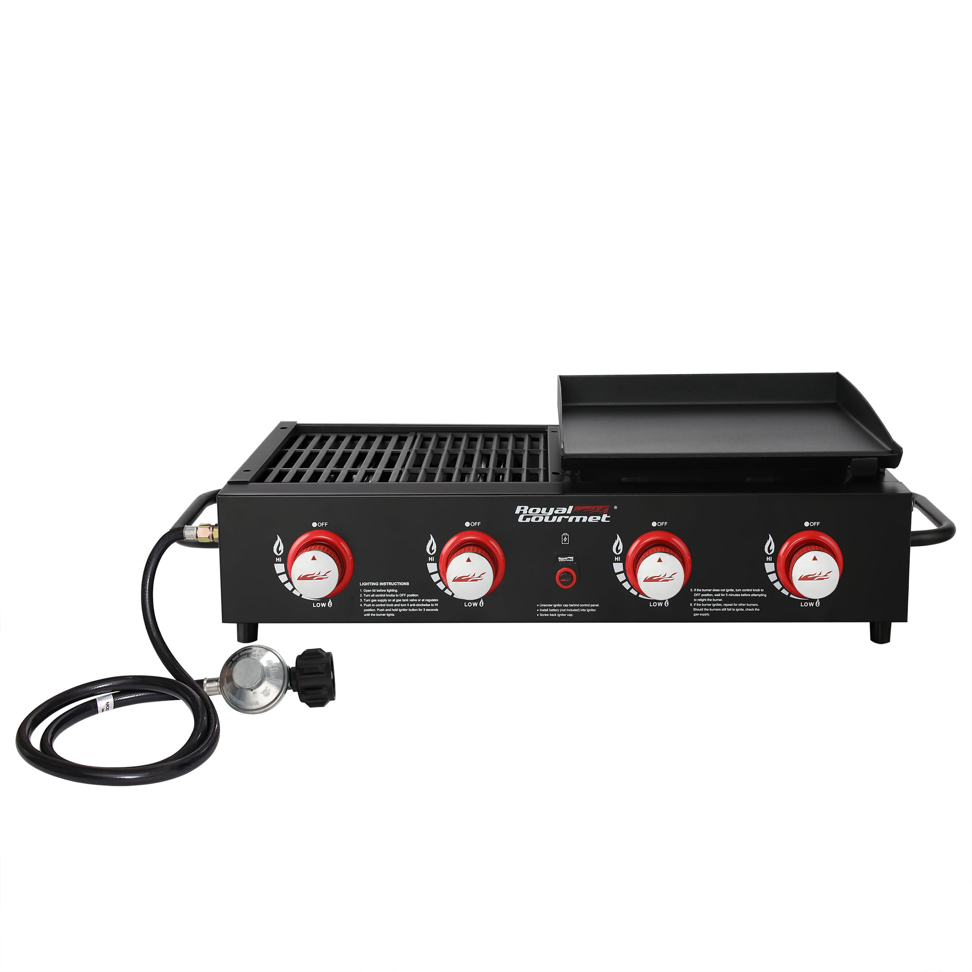 Royal Gourmet 4-Burner GD4002T Portable Gas Grill and Griddle Combo， 40000 BTU