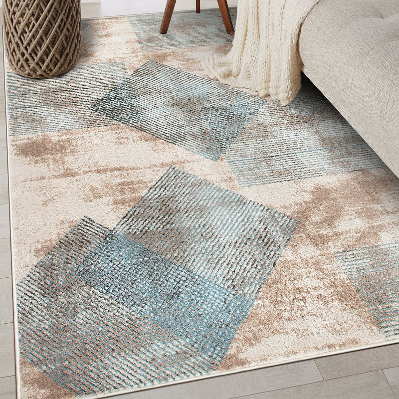 World Rug Gallery Contemporary Distressed Geometric Area Rug