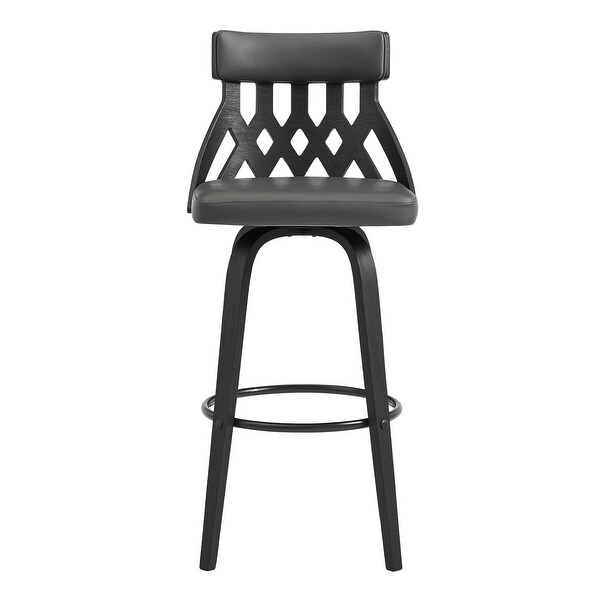 Crux Swivel Bar Stool in Faux Leather and Wood