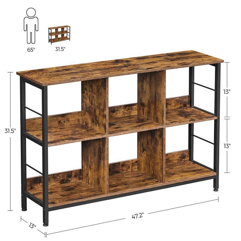 BreeBe Industrial Brown and Black Multi-Functional Storage Bookshelf