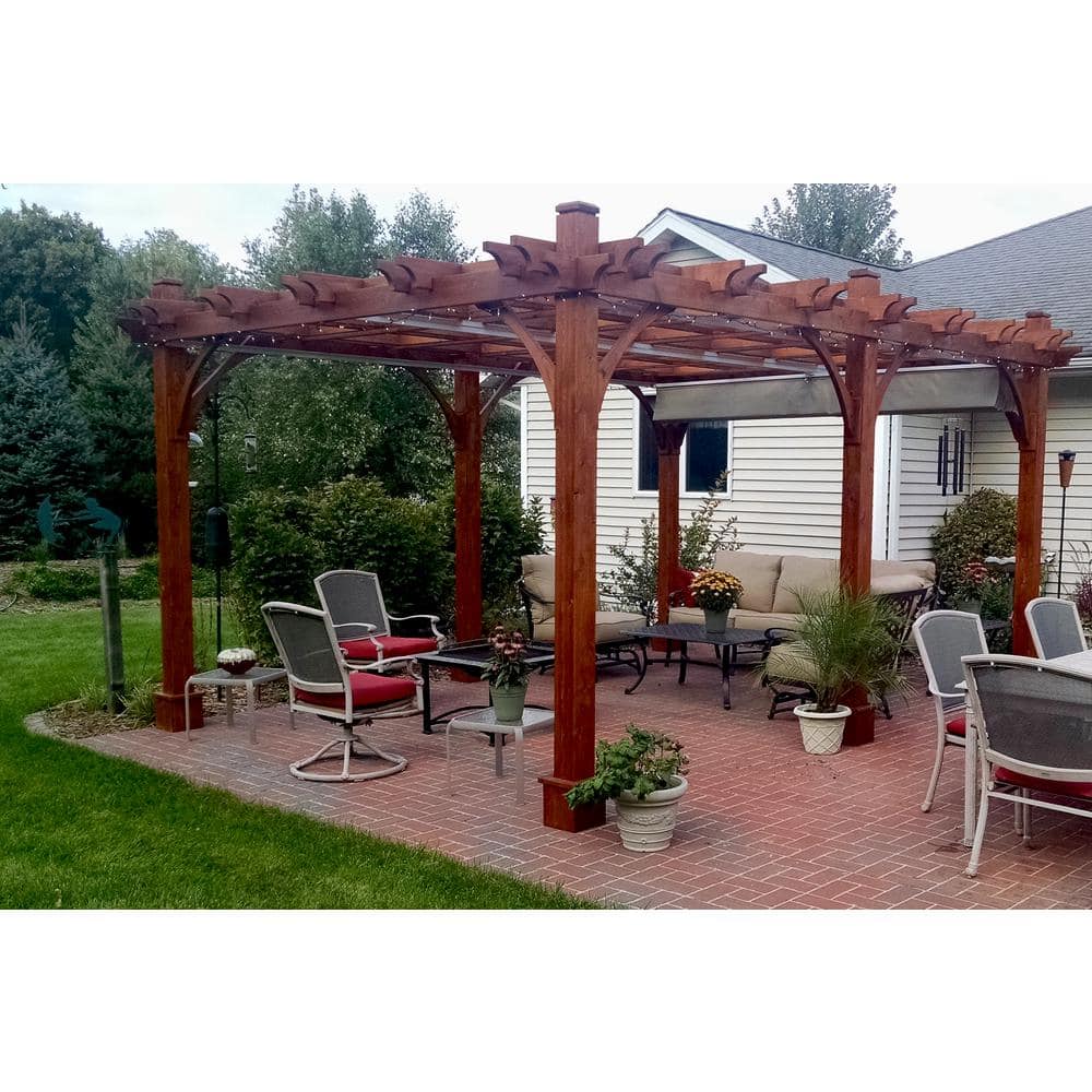 Outdoor Living Today 12 ft. x 16 ft. Breeze Cedar Pergola with Retractable Canopy BZ1216WRC