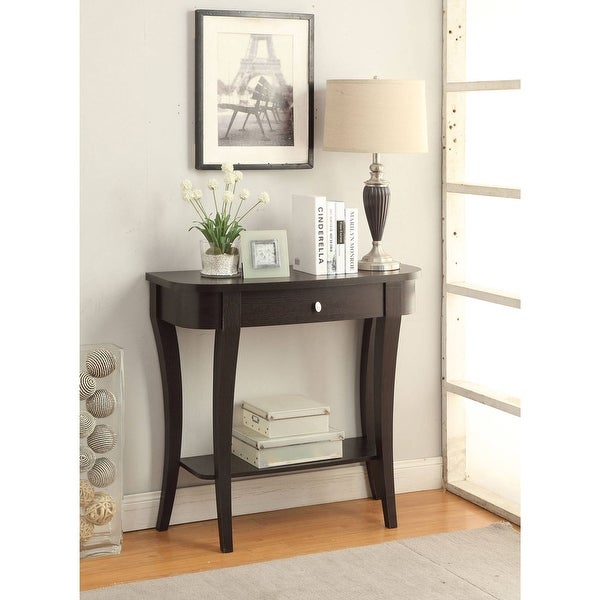 Newport 1 Drawer Console Table with Shelf， Espresso