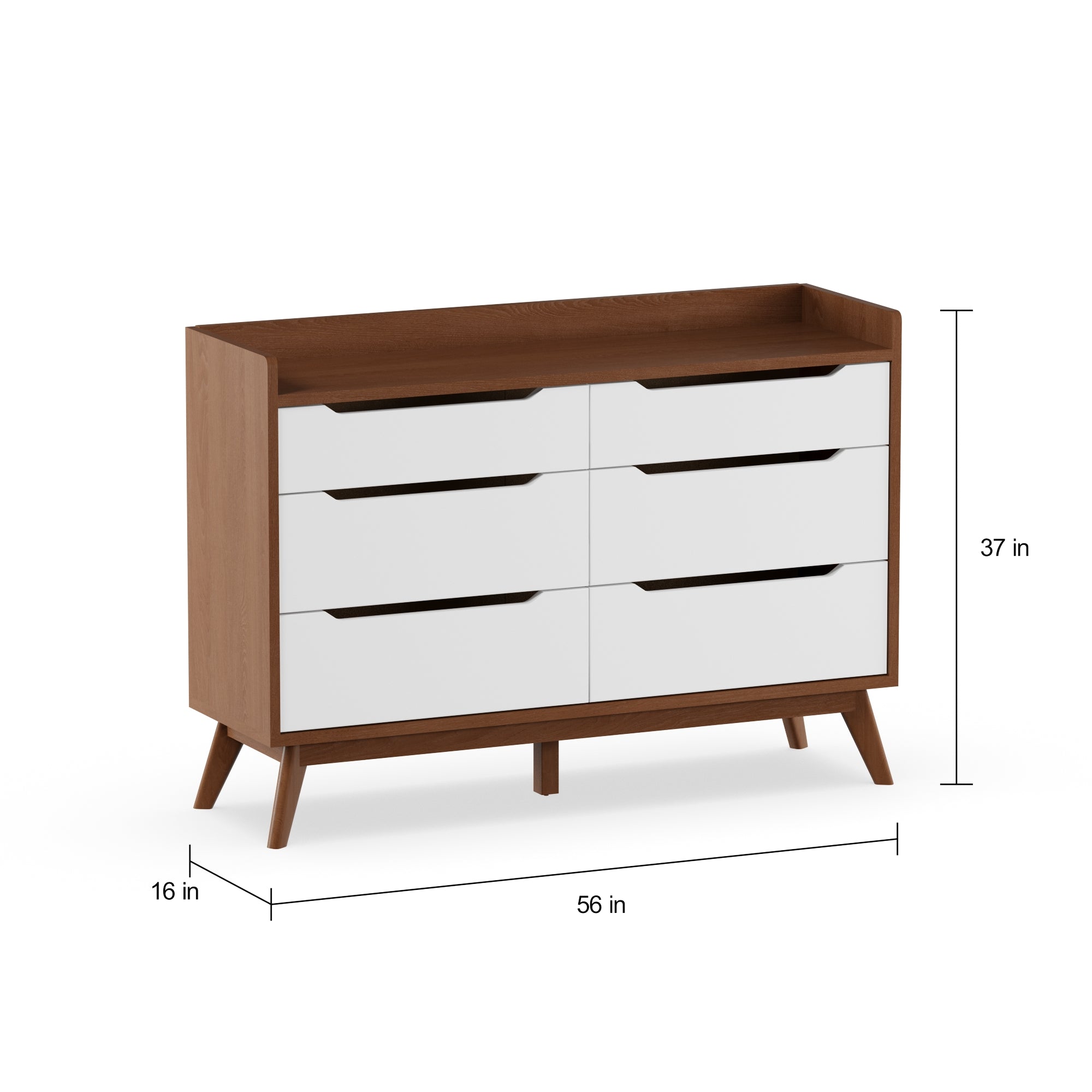 Bartel Modern White and Walnut Wood 6-Drawer Storage Dresser by Bellamy Studios