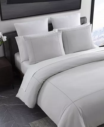 Vera Wang Simple Dot Embroidered Cotton Sateen Duvet Cover Set， Queen