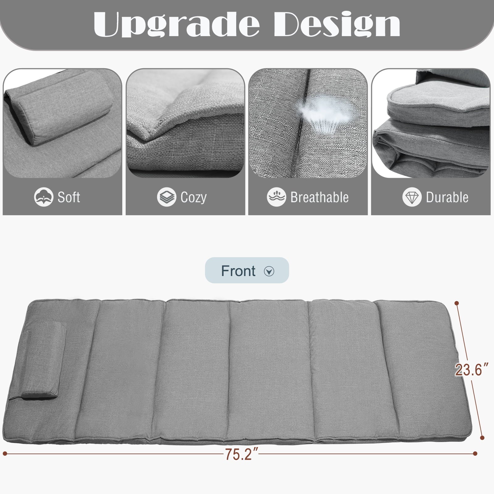 MOPHOTO Folding Bed Cot with Mattress, Portable Beds Frame with Mattress, Portable Fold Up Bed for Outdoor Travel, Foldable Bed with Frame, Sleeping Bed Cot for Adults, Gray