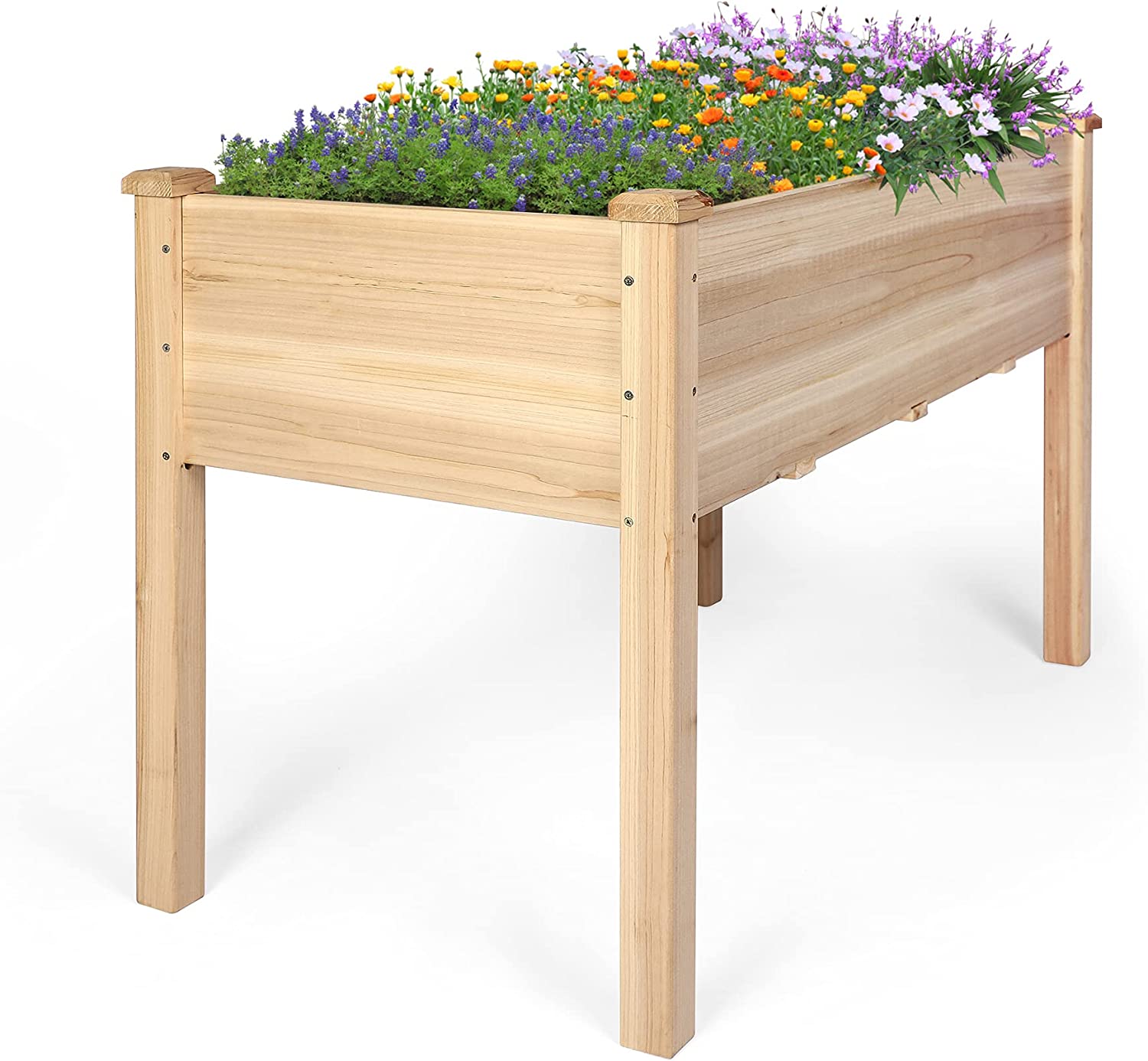 Raised Garden Bed, Wooden Raised Planter Box with Legs Outdoor Elevated Garden Bed Kit for Vegetables Flower Herb Succulents