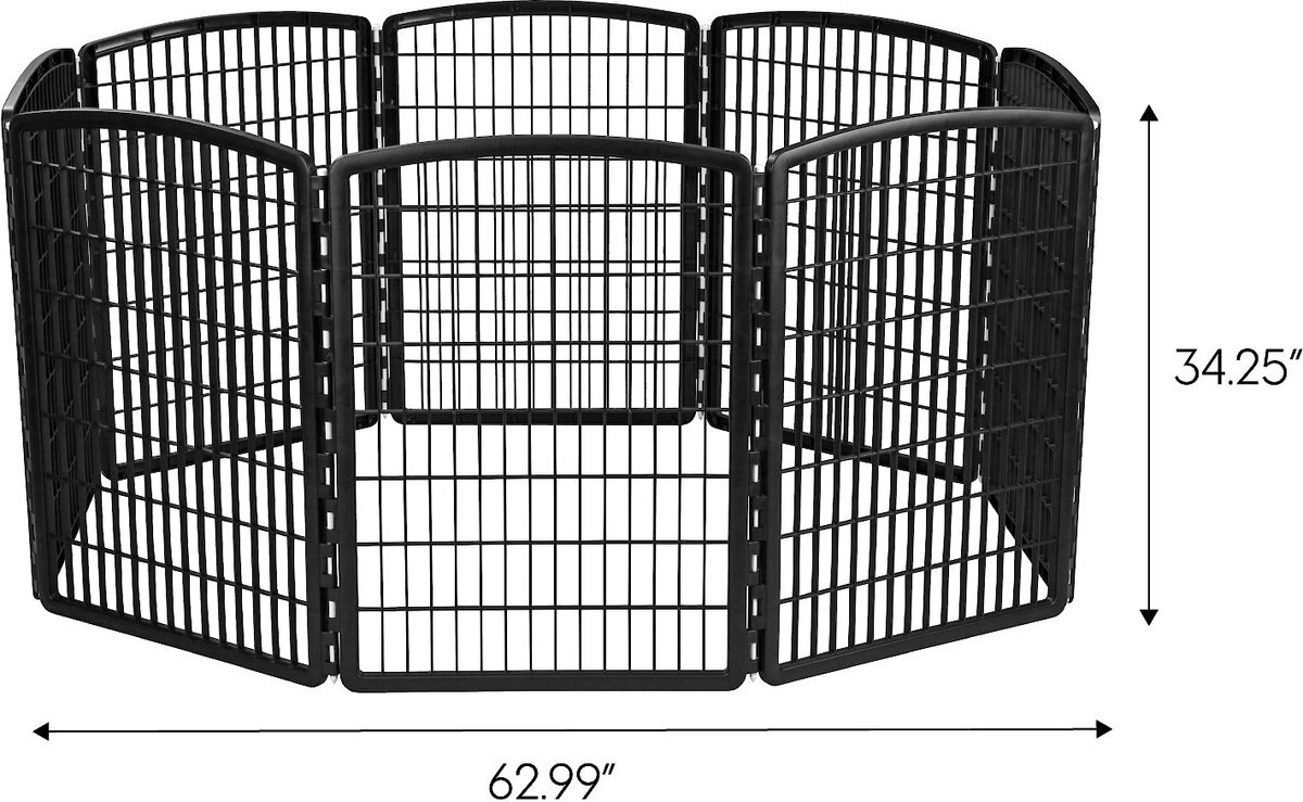 IRIS USA 8-Panel Dog Exercise Playpen， 34-in， Black