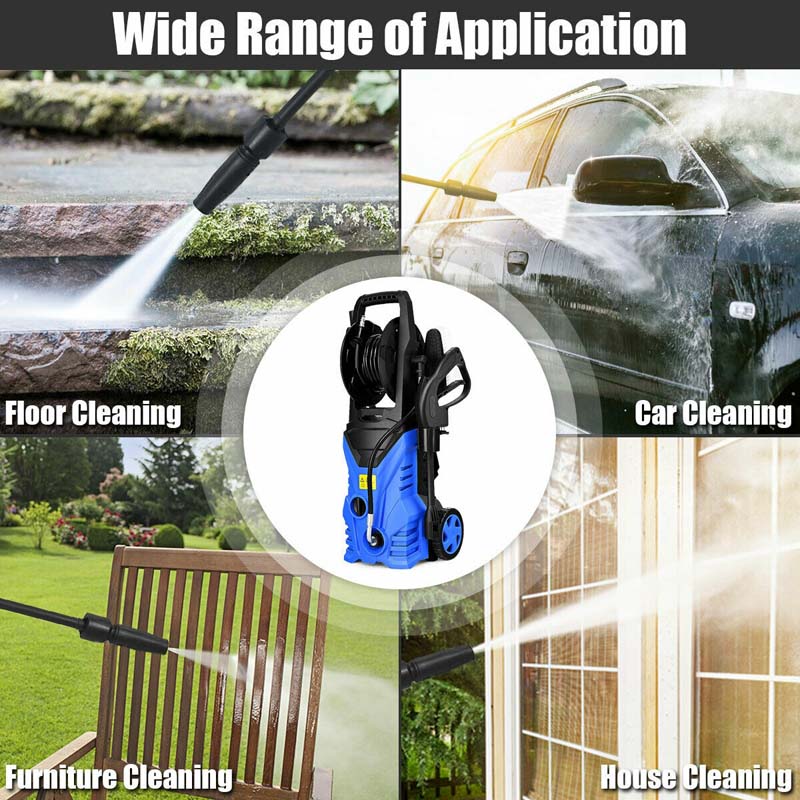 2030PSI Electric Pressure Washer, 1800W 1.32 GPM Portable Electric Power Washer with Hose Reel