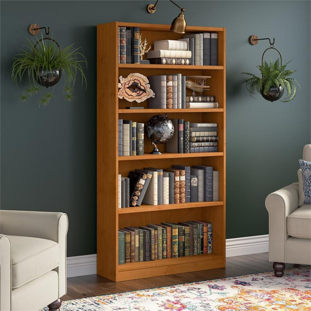 UrbanPro Tall 5 Shelf Bookcase in Ash Gray   Engineered Wood   Transitional   Bookcases   by Homesquare  Houzz